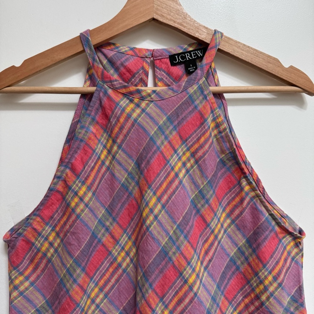 J. Crew Sunset Plaid Amber Linen Top - Picture 3 of 12